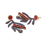 Modern Asymmetrical Ruby quartz Handmade Earrings, Artistic Handmade Dangle Earrings, Elegant Statement Jewelry. S