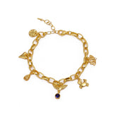 Modern Boho Charm Bracelet, Gold Link Bracelet with Cute Charms 5382