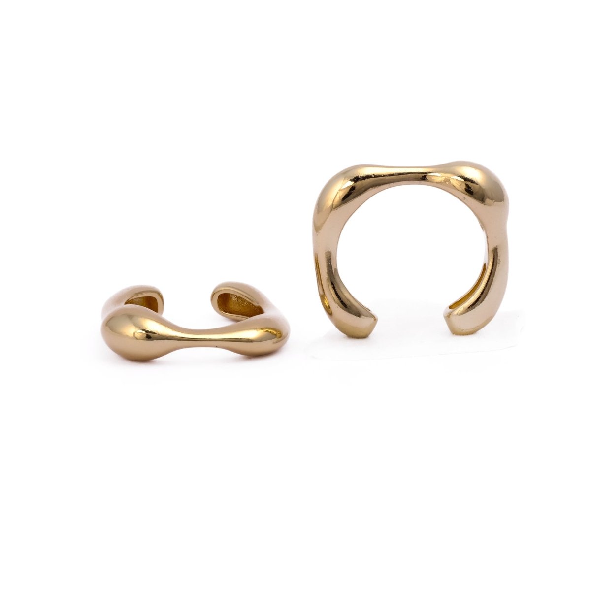 Modern Sculptural Adjustable Gold Open Ring, Dome Rings, Gold Plated Plain Brass Ring Jewelry,