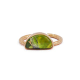 Mohave Copper Turquoise Rings Half Moon D Shape Gold Plated Texture Band Ring