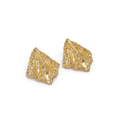 Molten Gold Plated Triangle Earrings Textured Abstract Studs