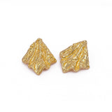 Molten Gold Plated Triangle Earrings Textured Abstract Studs