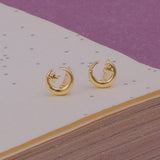 Moon and Star Stud Earrings Dainty Minimal Gold Plated Celestial Earrings