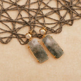 Moss Agate Dangle Earrings, Gold Plated Prong Set Jewelry 5124