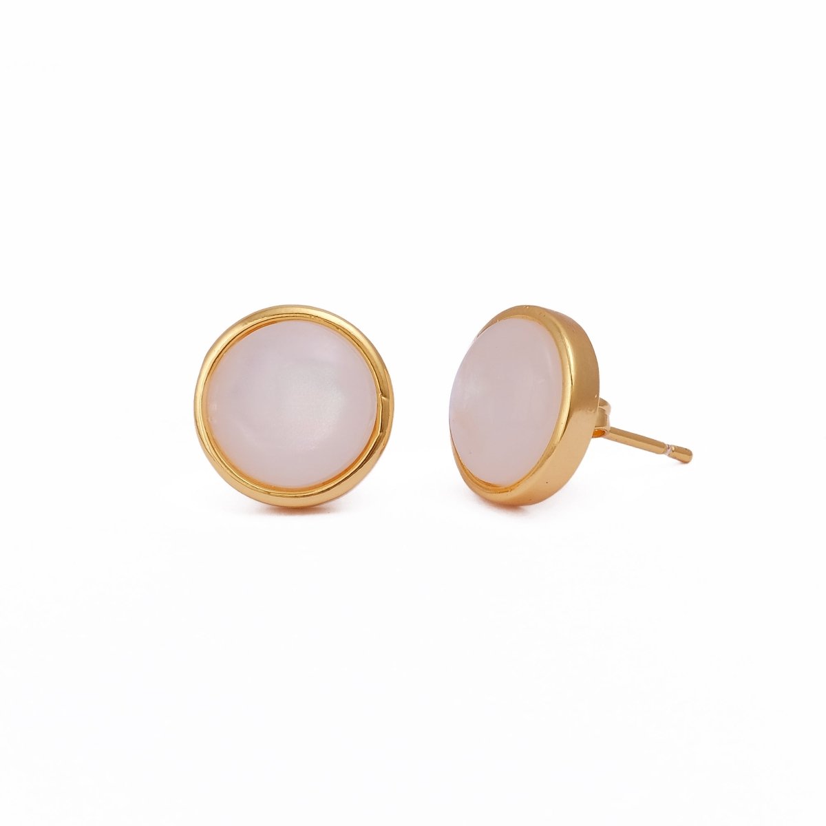 Mother of Pearl Earring Gold Plated Round Stud Jewellery
