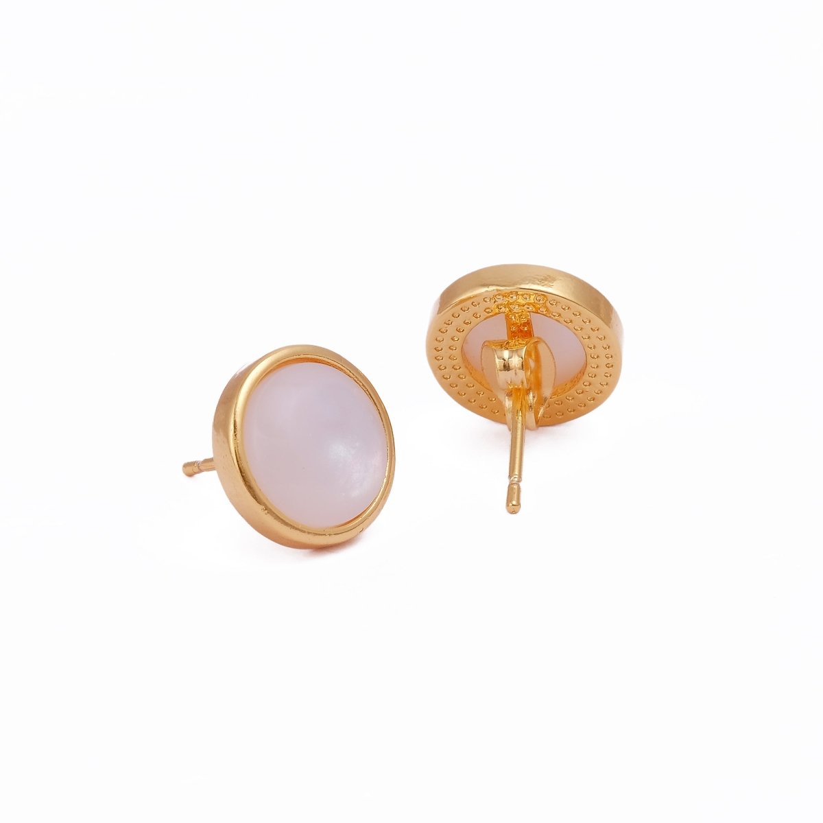 Mother of Pearl Earring Gold Plated Round Stud Jewellery