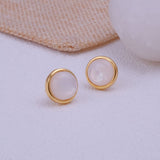 Mother of Pearl Earring Gold Plated Round Stud Jewellery