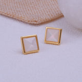 Mother of Pearl Earring Gold Plated Square Stud Earrings