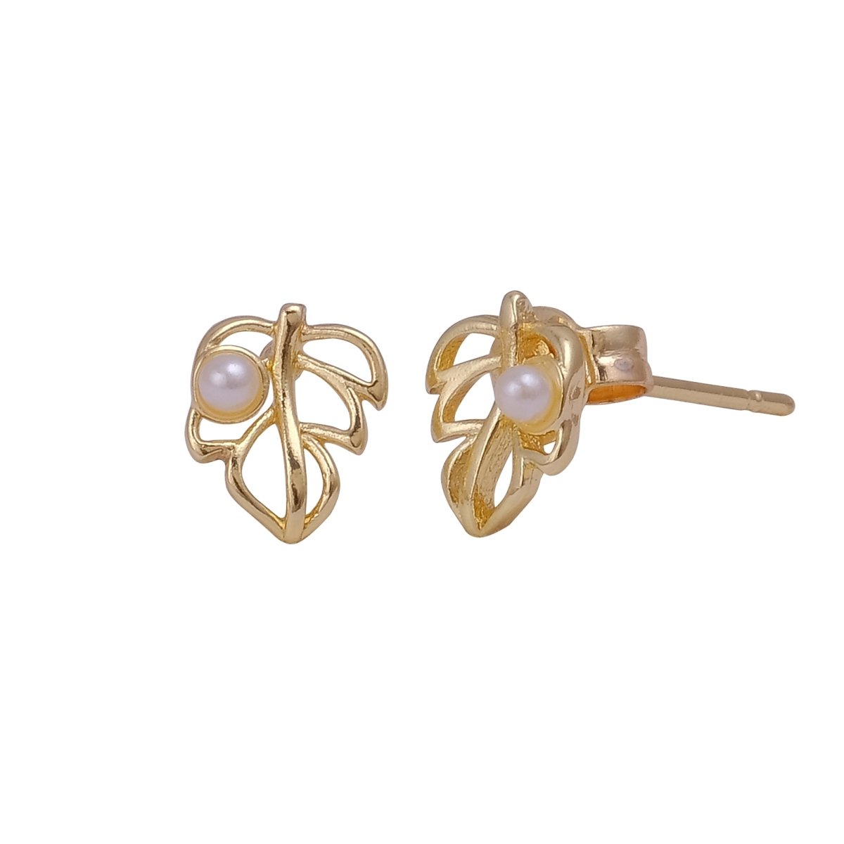 Mother of Pearl Jewelry Gold Leaf Stud Earrings