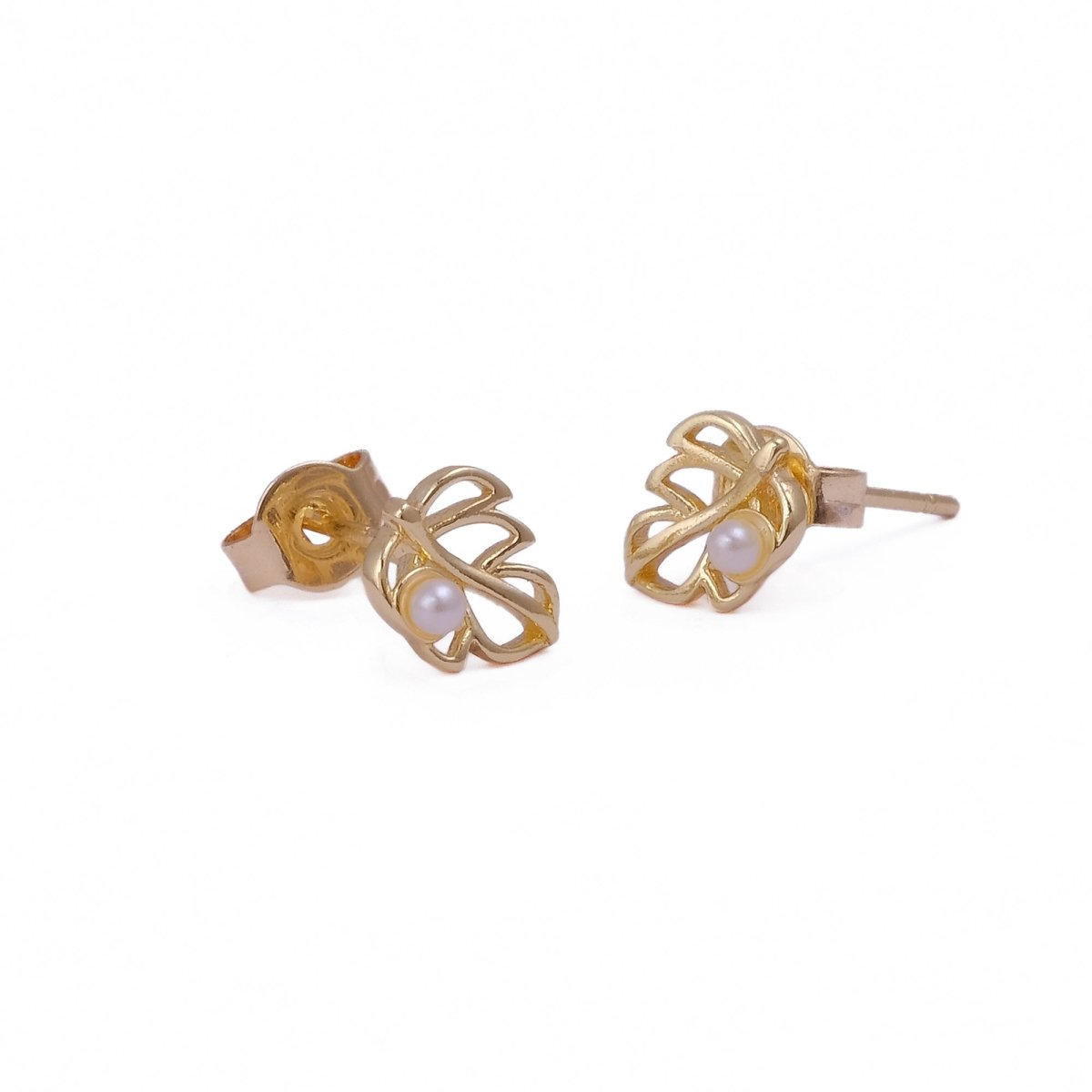 Mother of Pearl Jewelry Gold Leaf Stud Earrings