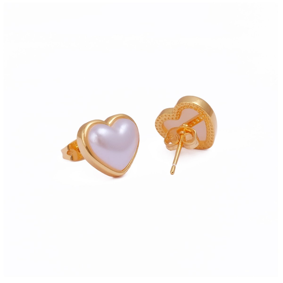 Mother of Pearl Jewelry Gold Plated Heart Stud Earrings