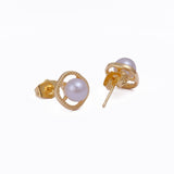Mother of Pearl Jewelry Gold Plated Textured Stud Earrings
