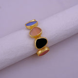 Multi Color Cat's Eye Bracelets, Gold Plated Bezel Set Jewelry 5265