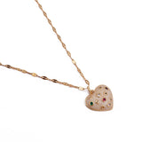 Multi Cubic Zircon Gemstone Necklace Cute Heart Shape Charm Necklace Gold Plated Jewelry For Her