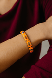 Multi CZ Pink Enamel Bracelet Open Cuff Bracelet Gold Plated Bangle