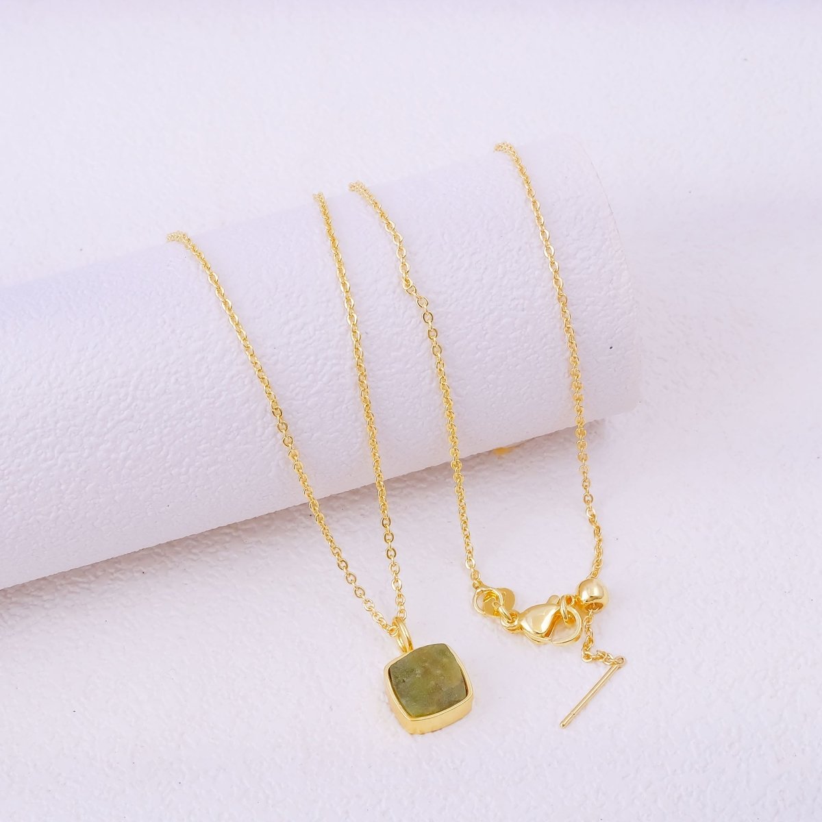 Natural Aquamarine Minimalist Necklace, Cushion Shape Anti Tarnish Pendant CN-1002