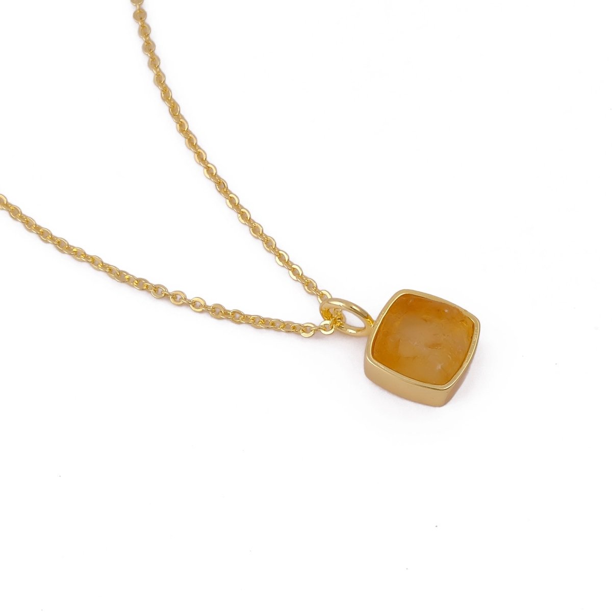 Natural Aquamarine Minimalist Necklace, Cushion Shape Anti Tarnish Pendant CN-1002