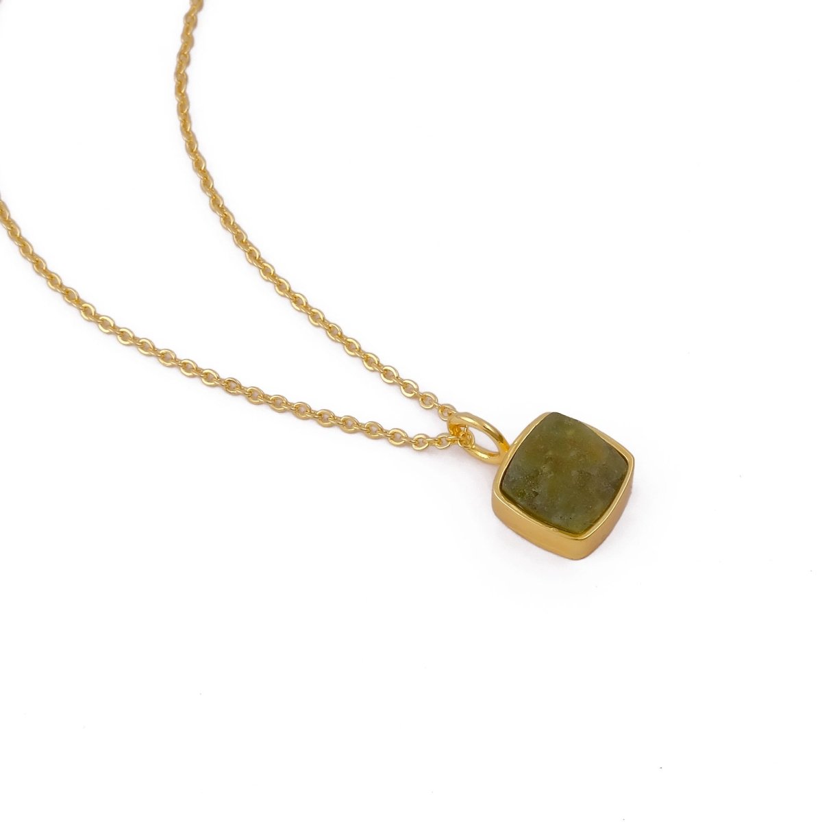 Natural Aquamarine Minimalist Necklace, Cushion Shape Anti Tarnish Pendant CN-1002