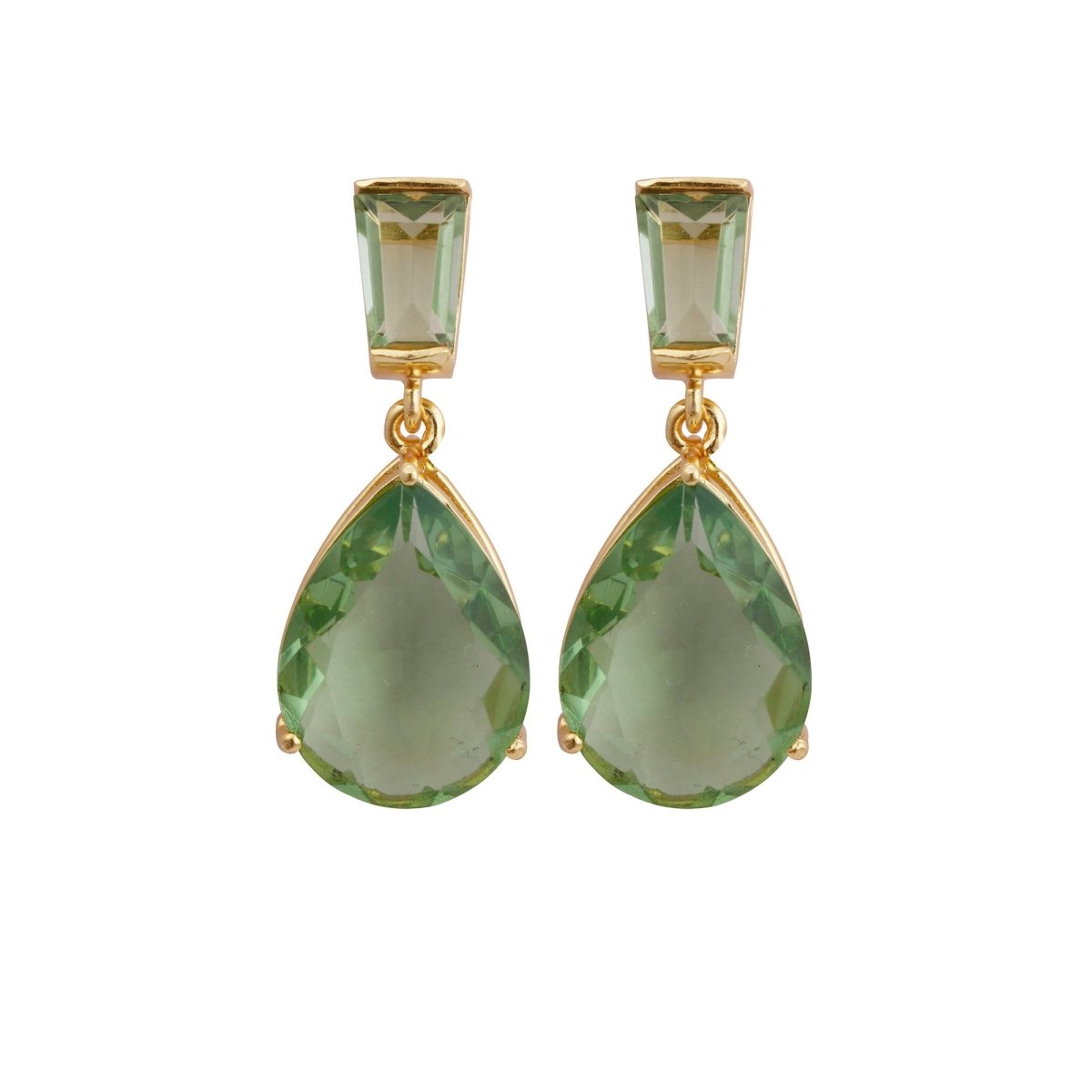 Natural Black Onyx Earring Gold Plated Pear Drop Stud Earrings