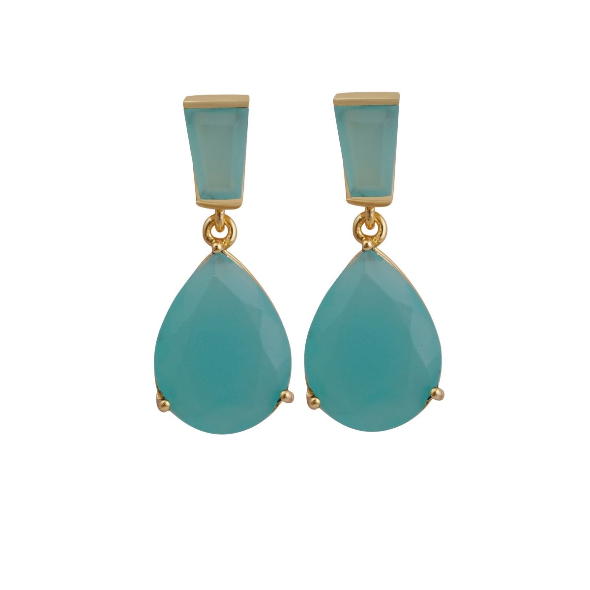 Natural Black Onyx Earring Gold Plated Pear Drop Stud Earrings