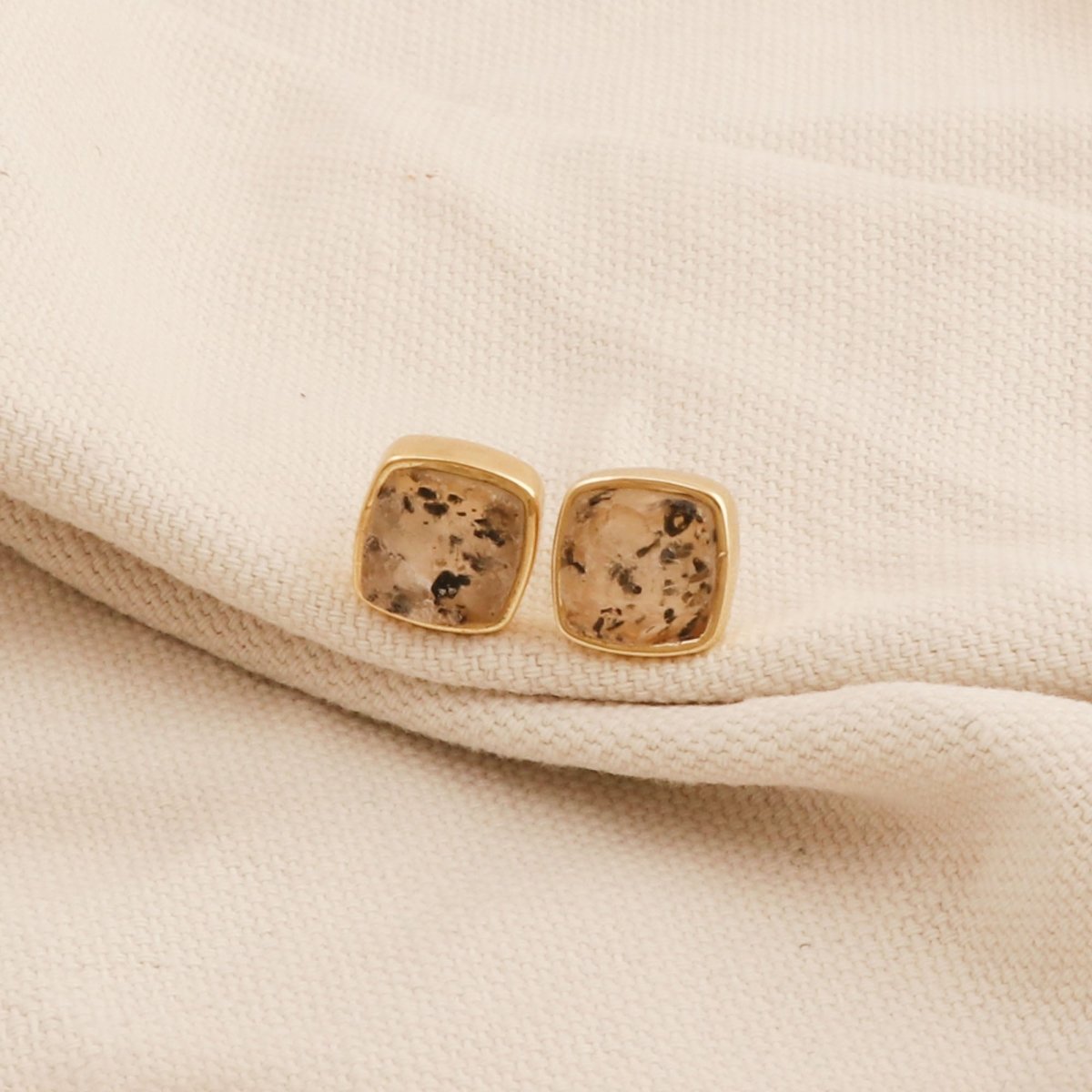 Natural Blue Sapphire Gemstone, Cushion Shape Stud Earrings CE - 1004