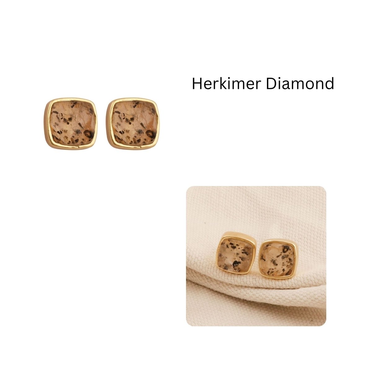 Natural Blue Sapphire Gemstone, Cushion Shape Stud Earrings CE - 1004