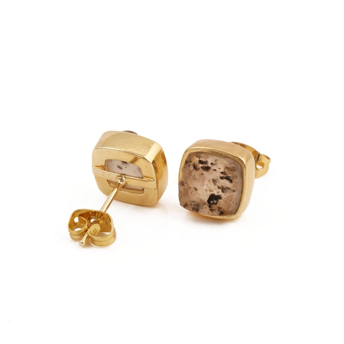 Natural Blue Sapphire Gemstone, Cushion Shape Stud Earrings CE - 1004