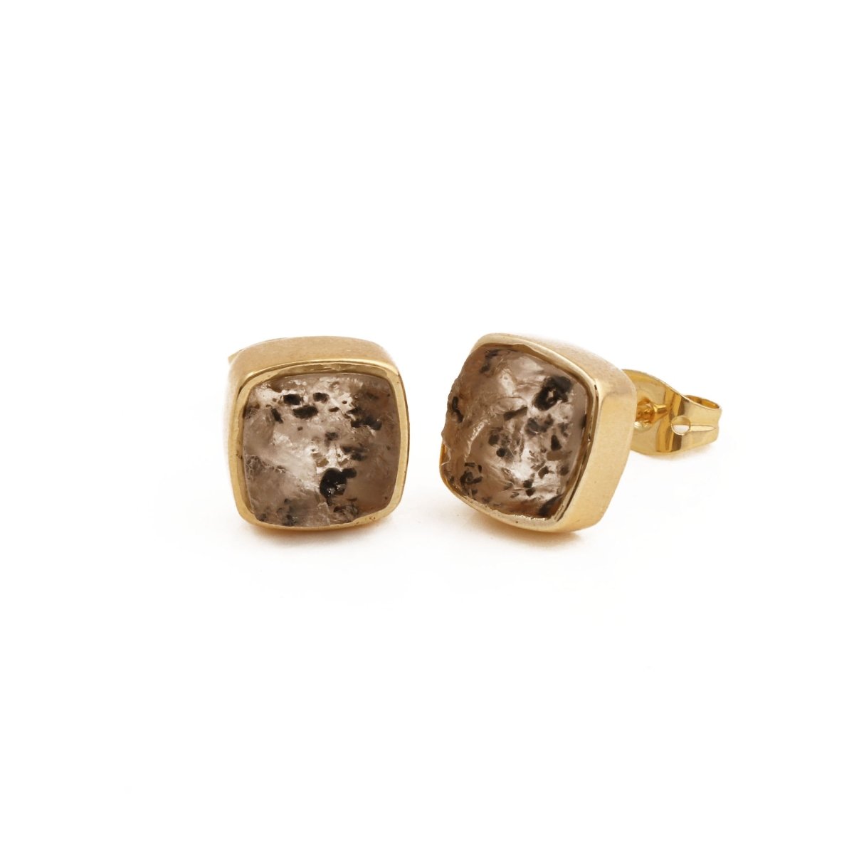 Natural Blue Sapphire Gemstone, Cushion Shape Stud Earrings CE - 1004