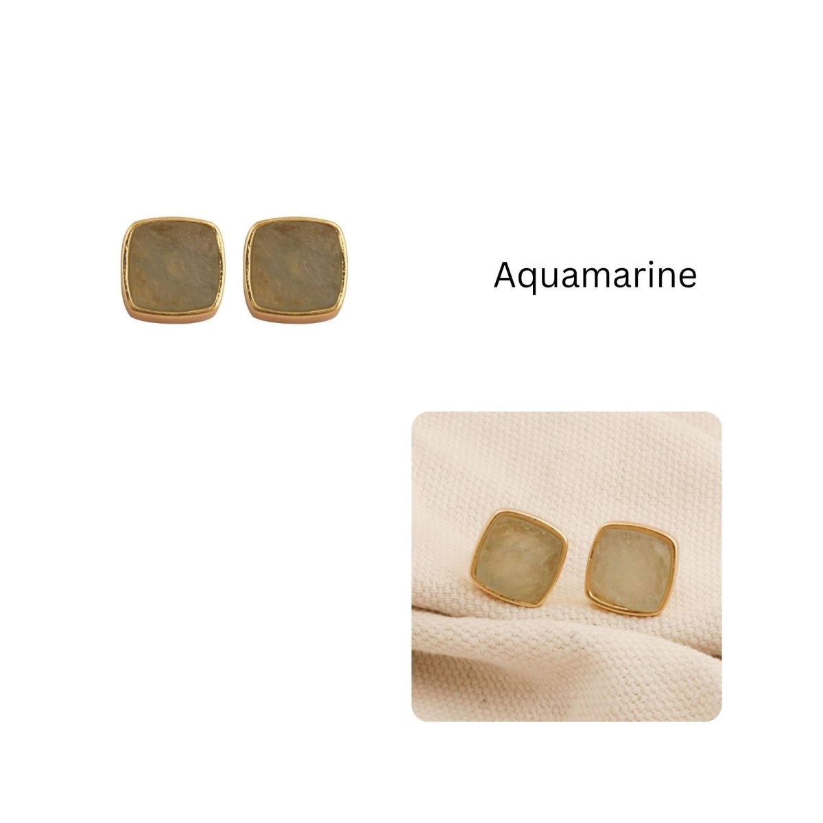 Natural Blue Sapphire Gemstone, Cushion Shape Stud Earrings CE - 1004