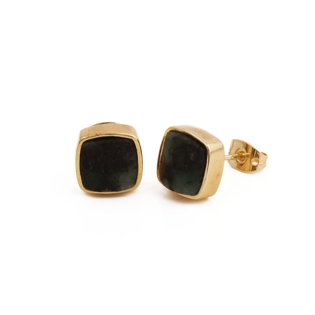 Natural Blue Sapphire Gemstone, Cushion Shape Stud Earrings CE - 1004