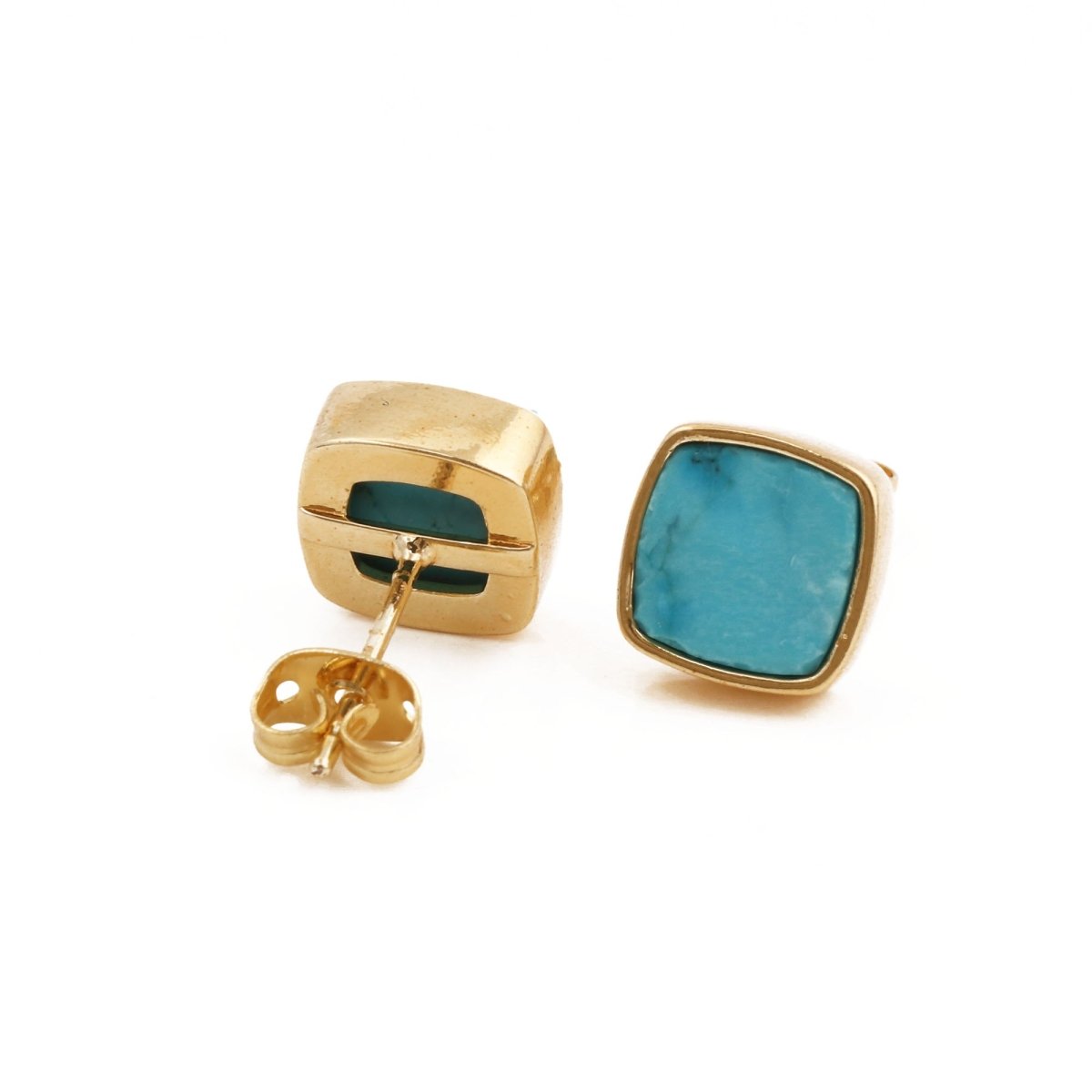 Natural Blue Sapphire Gemstone, Cushion Shape Stud Earrings CE - 1004