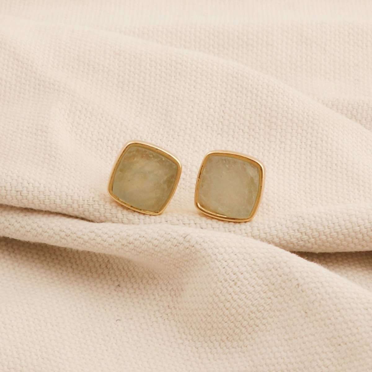 Natural Blue Sapphire Gemstone, Cushion Shape Stud Earrings CE - 1004