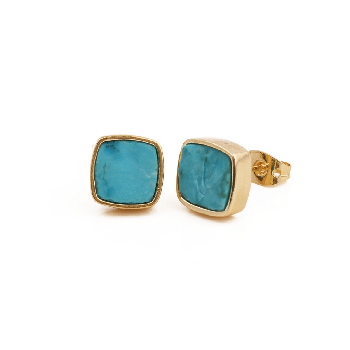Natural Blue Sapphire Gemstone, Cushion Shape Stud Earrings CE - 1004