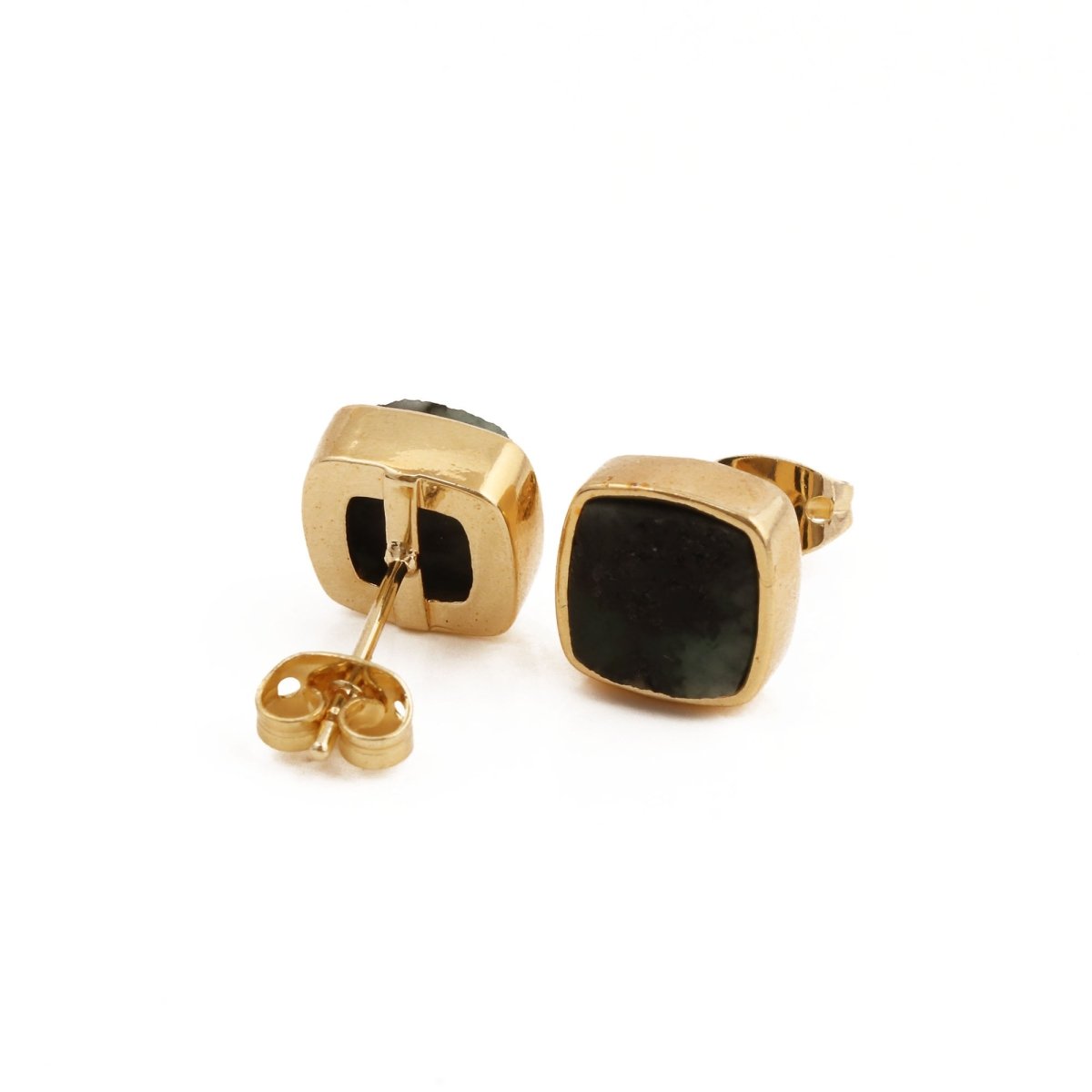 Natural Blue Sapphire Gemstone, Cushion Shape Stud Earrings CE - 1004