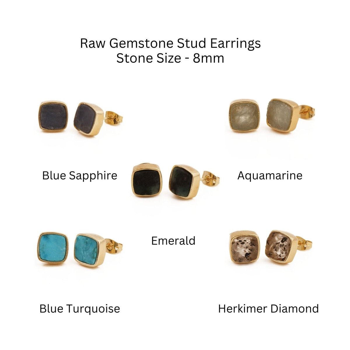 Natural Blue Sapphire Gemstone, Cushion Shape Stud Earrings CE - 1004