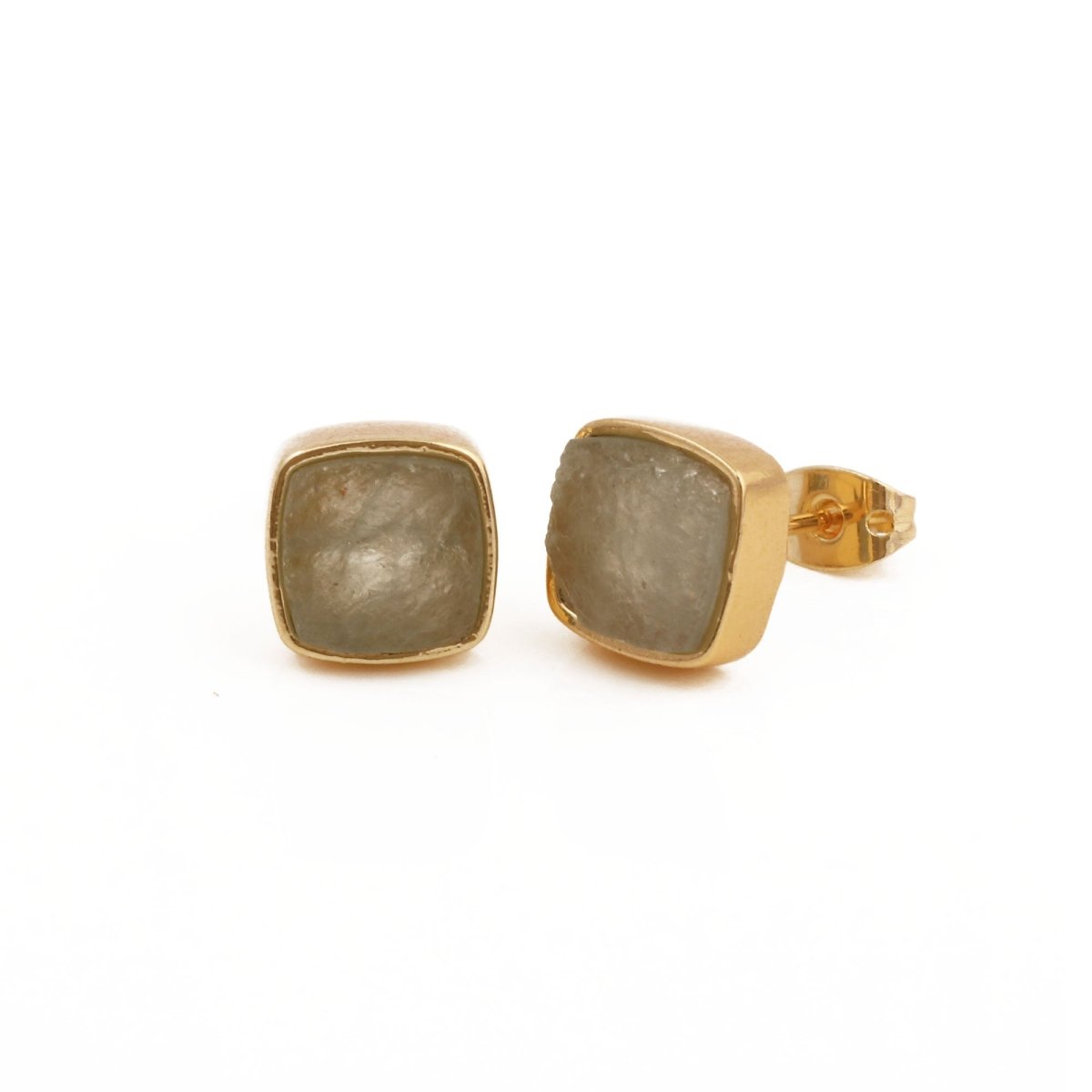 Natural Blue Sapphire Gemstone, Cushion Shape Stud Earrings CE - 1004