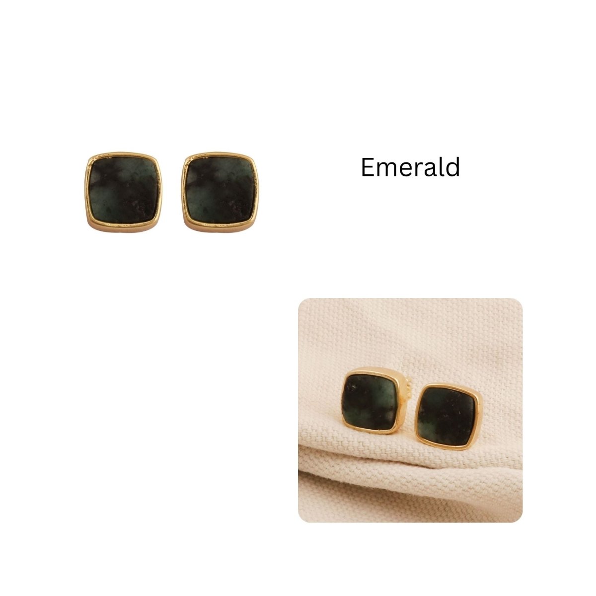 Natural Blue Sapphire Gemstone, Cushion Shape Stud Earrings CE - 1004