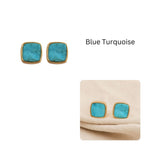 Natural Blue Sapphire Gemstone, Cushion Shape Stud Earrings CE - 1004