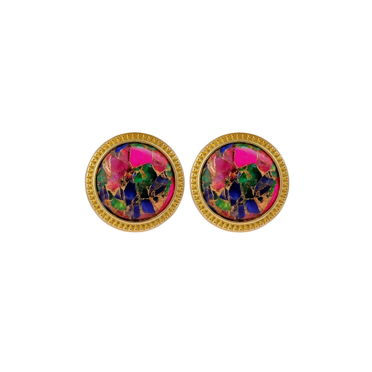 Natural Blue Sapphire Mohave Stud Earrings, Round Gemstone Bezel Set CE-1010