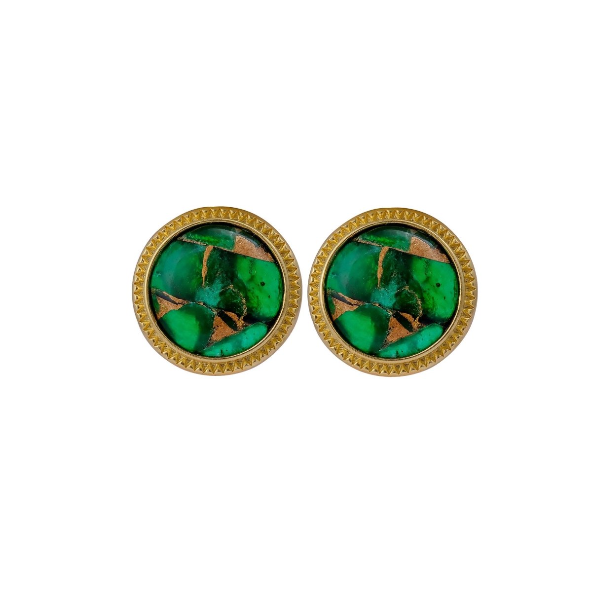 Natural Blue Sapphire Mohave Stud Earrings, Round Gemstone Bezel Set CE-1010
