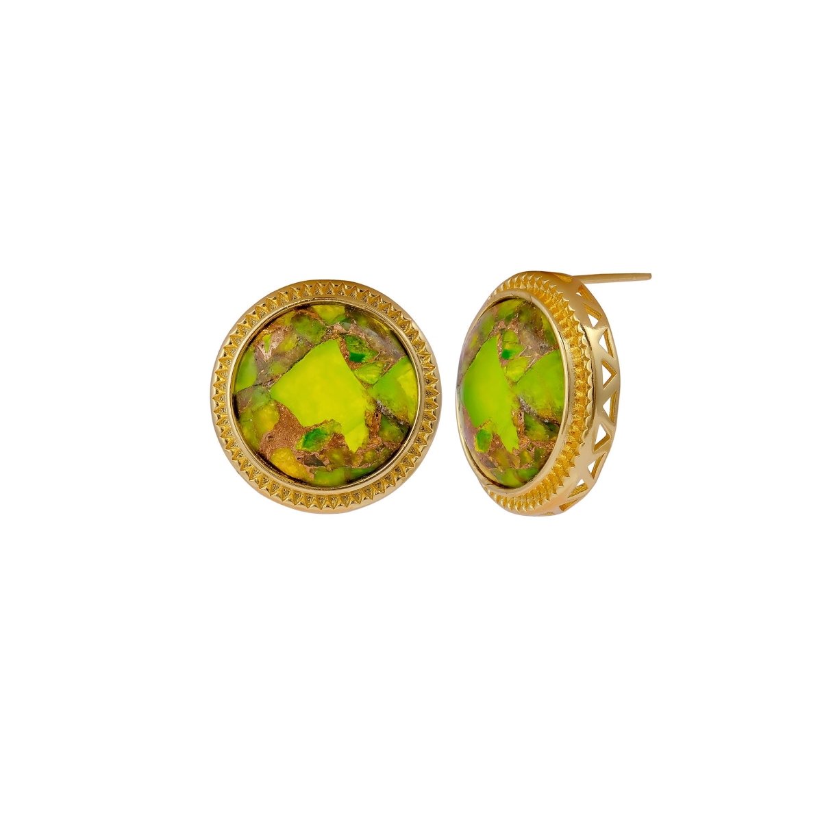 Natural Blue Sapphire Mohave Stud Earrings, Round Gemstone Bezel Set CE-1010