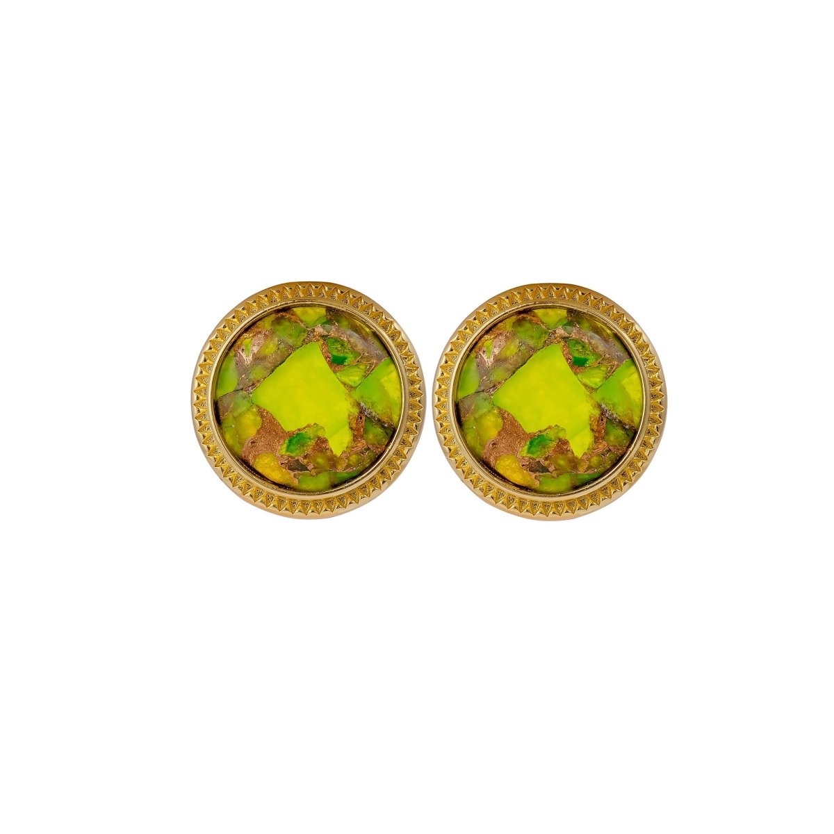 Natural Blue Sapphire Mohave Stud Earrings, Round Gemstone Bezel Set CE-1010