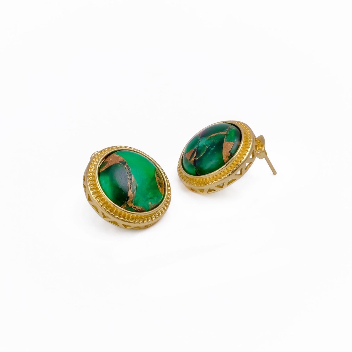 Natural Blue Sapphire Mohave Stud Earrings, Round Gemstone Bezel Set CE-1010