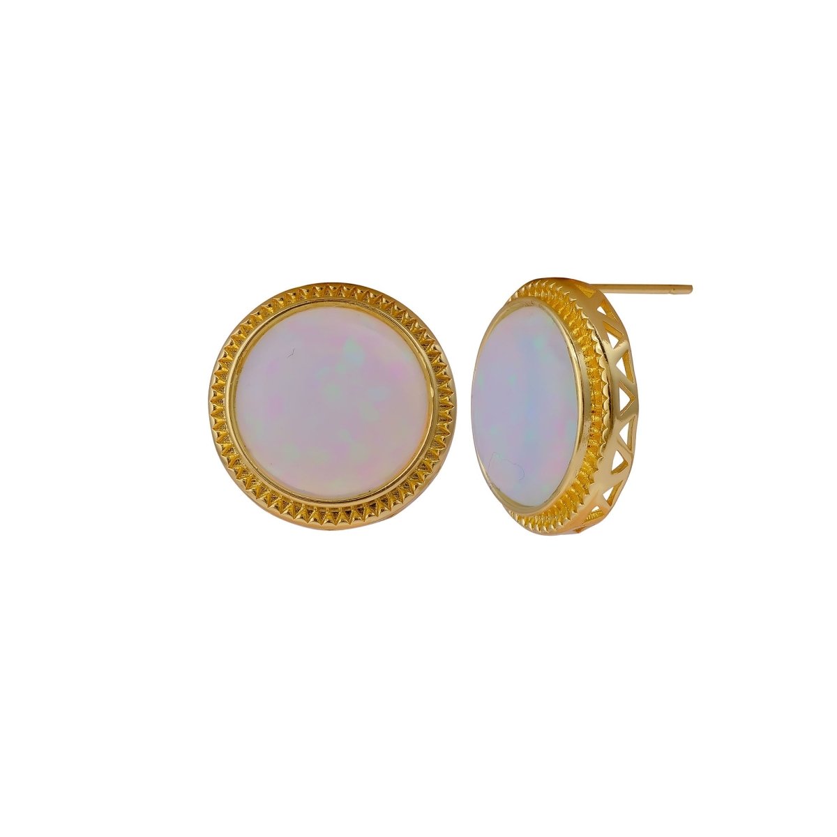Natural Blue Sapphire Mohave Stud Earrings, Round Gemstone Bezel Set CE-1010