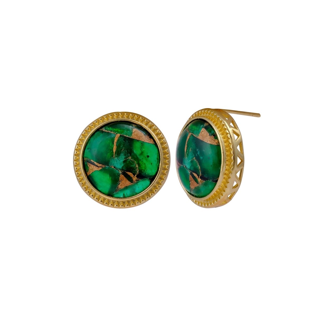 Natural Blue Sapphire Mohave Stud Earrings, Round Gemstone Bezel Set CE-1010
