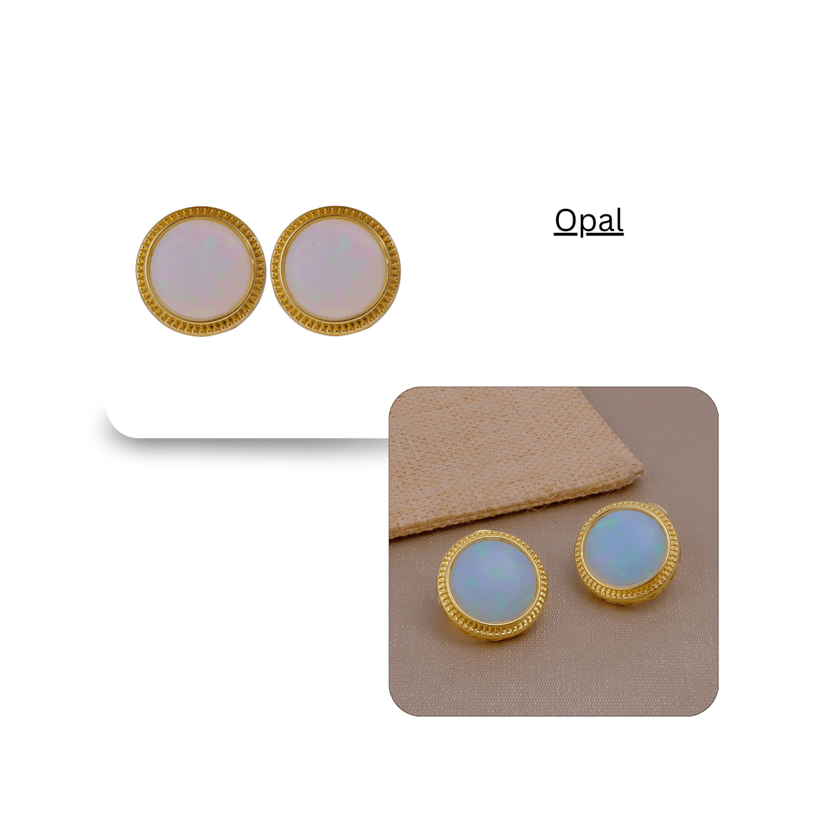 Natural Blue Sapphire Mohave Stud Earrings, Round Gemstone Bezel Set CE-1010 Opal