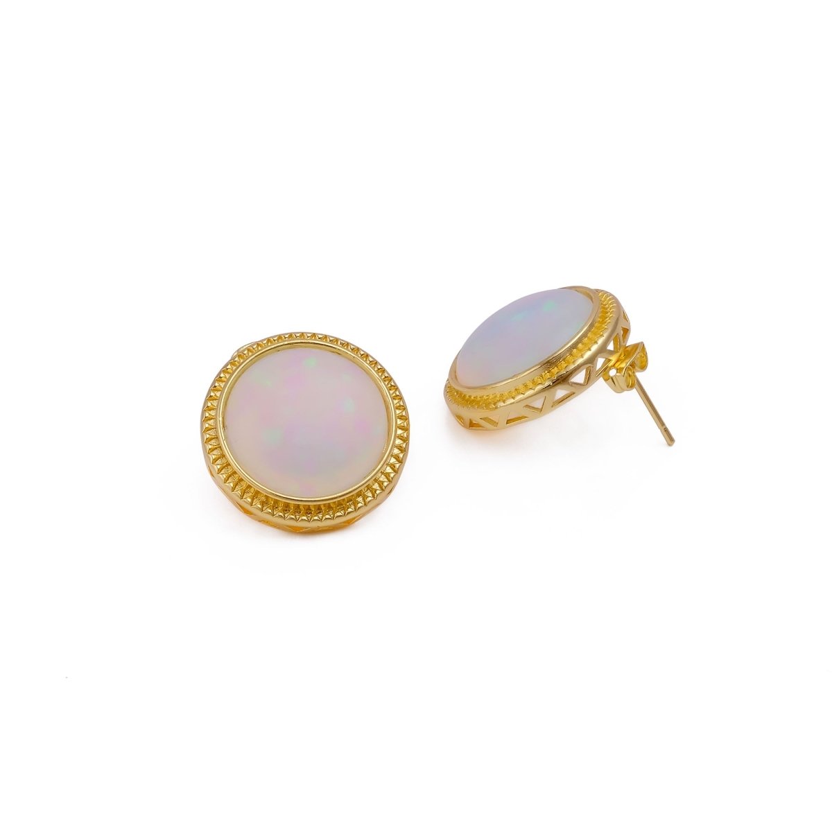 Natural Blue Sapphire Mohave Stud Earrings, Round Gemstone Bezel Set CE-1010