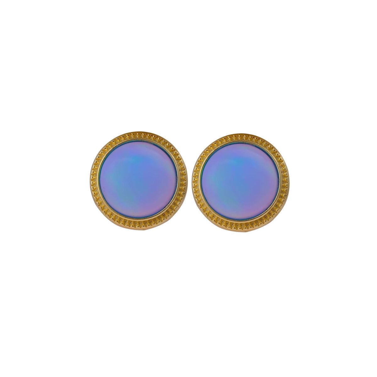Natural Blue Sapphire Mohave Stud Earrings, Round Gemstone Bezel Set CE-1010