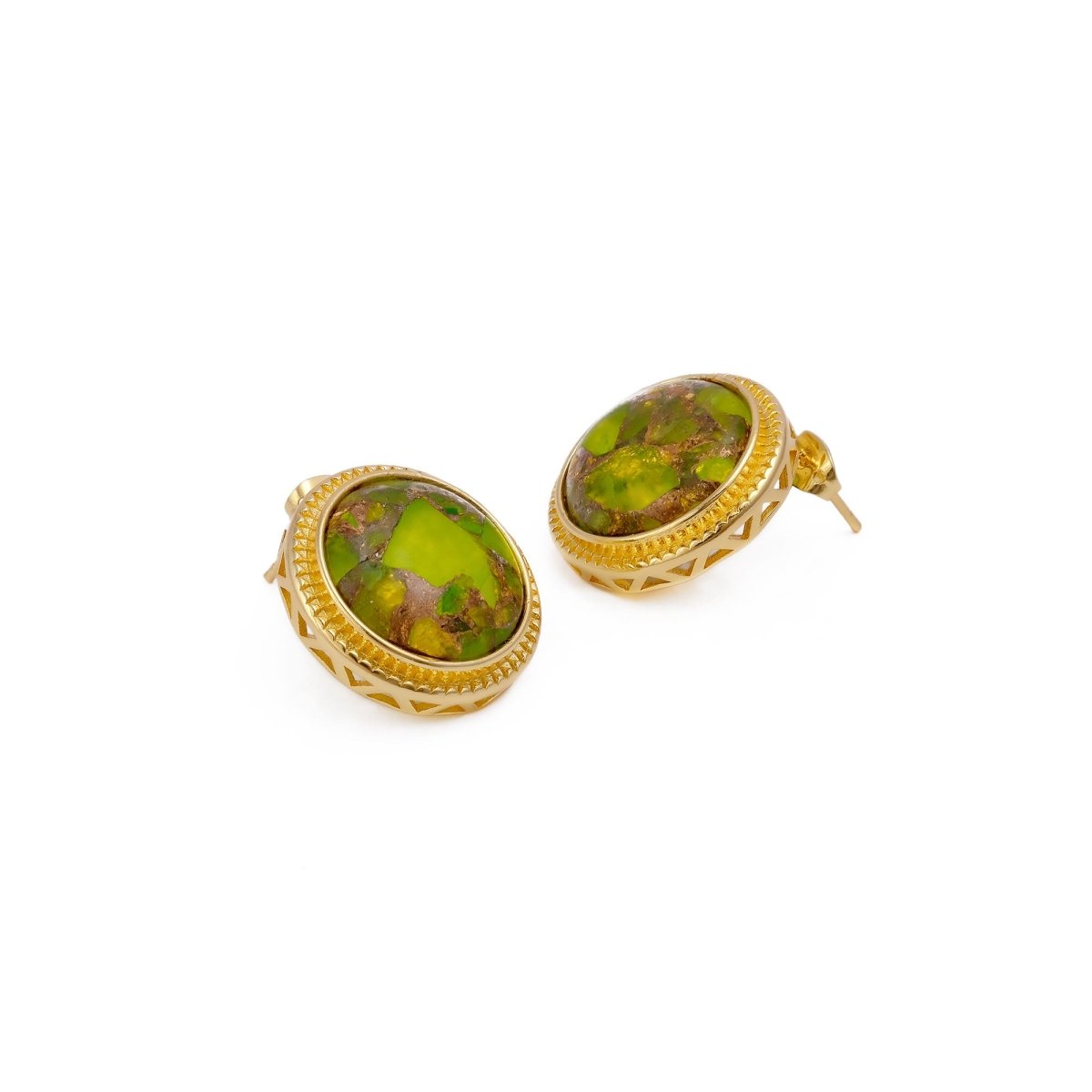 Natural Blue Sapphire Mohave Stud Earrings, Round Gemstone Bezel Set CE-1010