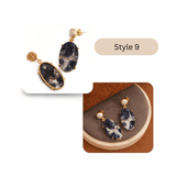 Natural Gemstone Moss Agate and Pearl Dangle Drop Earrings, Birthstone Jewelry 5124